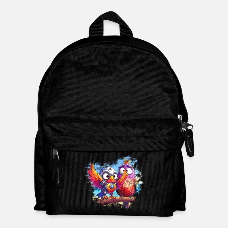 Beach robot birds, light, joy, colors - Kids' Backpack - black