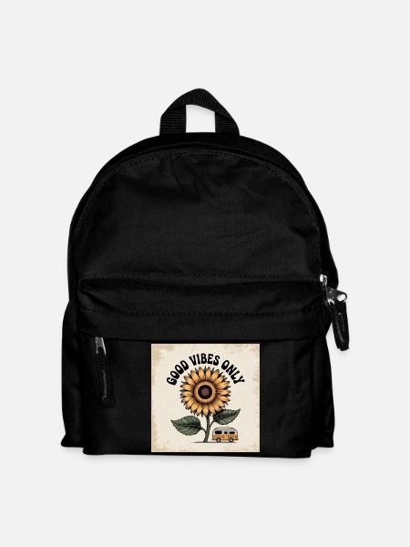 Sunflower flower with a positive message - Kids' Backpack - black