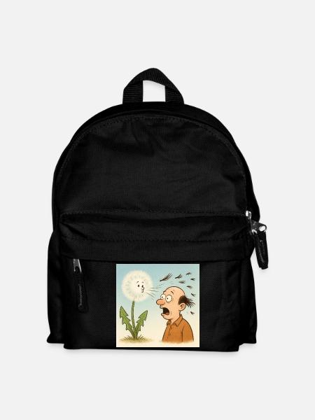 Pusteblume Glatze – Lustiges Cartoon Motiv - Kinder Rucksack - Schwarz