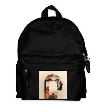 Introspective journey with nature silhouette - Kids' Backpack - black - Front