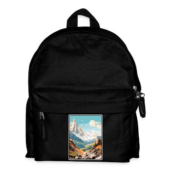 Französische Alpen Frankreich Vintage-Reiseplakat Stadtbild - Kinder Rucksack - Schwarz - Vorne