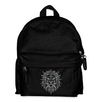 Majestic lion head with blue eyes - Kids' Backpack - black - Front