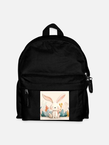 Cute Bunny with Pastel Vegetation - Kids' Backpack - black