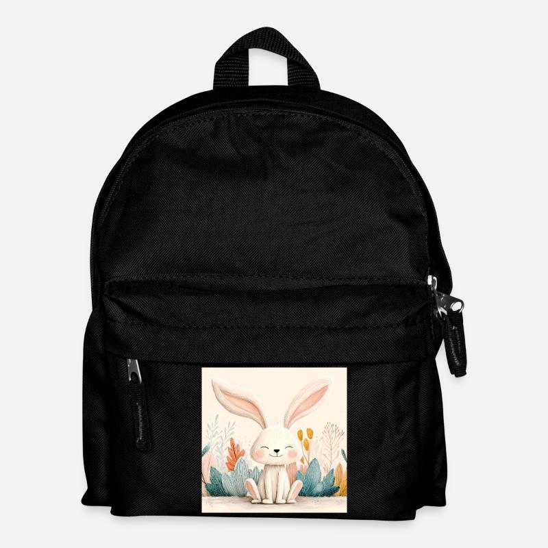 Cute Bunny with Pastel Vegetation - Kids' Backpack - black