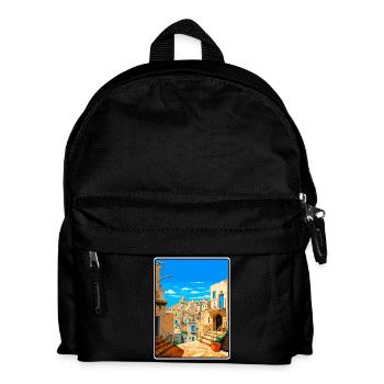 Affiche de voyage vintage Matera Italie Paysage urbain WPA - Sac à dos Enfant - noir - Devant