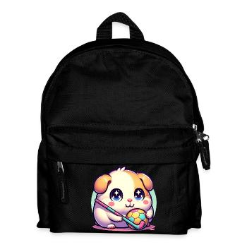 Kawaii Hamster Mit Ball Und Hockeyschläger Sport - Kinder Rucksack - Schwarz - Vorne