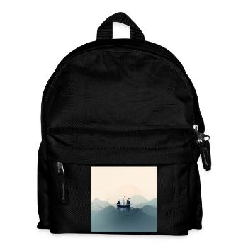 Sailing boat in minimalist ocean - Kids' Backpack - black - Front