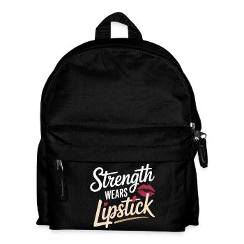  Strength Wears Lipstick Women Empowerment Women's - Kinder Rucksack - Schwarz - Vorne