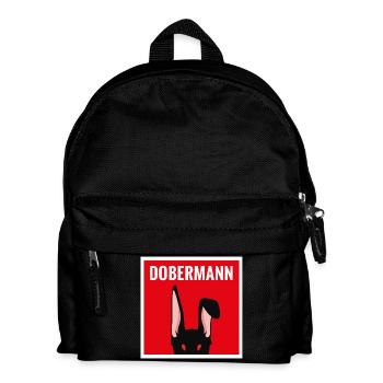 Humorvoller Dobermann Kaninchen - Kinder Rucksack - Schwarz - Vorne