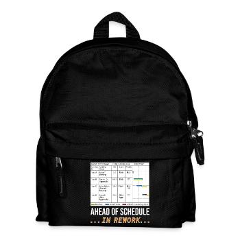Dem Zeitplan voraus... In Überarbeitung (lustiges Gantt-Diagramm) - Kinder Rucksack - Schwarz - Vorne