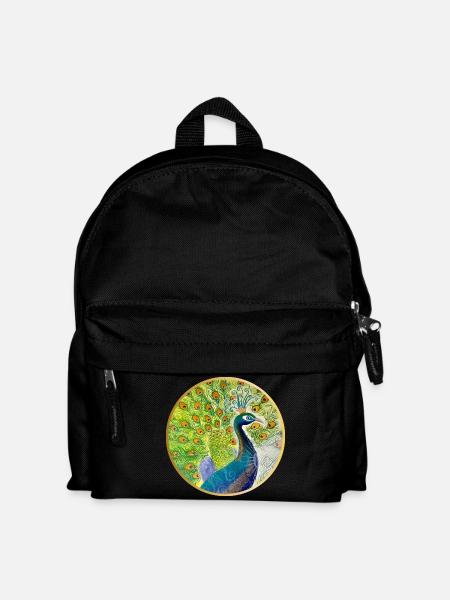 Prächtiger Pfau mit Krone - Kinder Rucksack - Schwarz