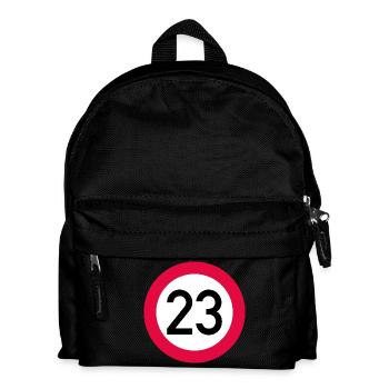 23. Geburtstag Achtung! Verkehrsschild 23 Km/h - Kinder Rucksack - Schwarz - Vorne