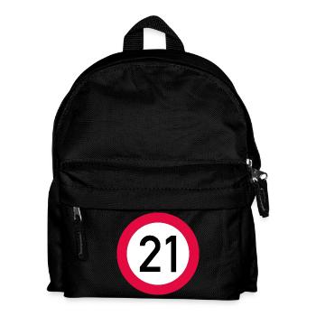21. Geburtstag Achtung! Verkehrsschild 21 Km/h - Kinder Rucksack - Schwarz - Vorne