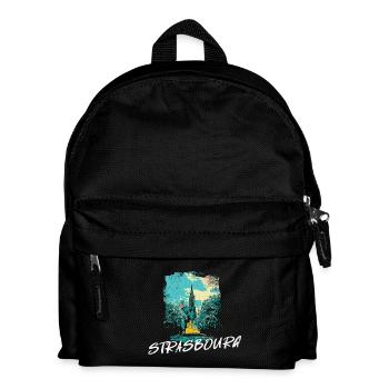 Strasbourg, Cathedral Retro City Illustration - Kids' Backpack - black - Front