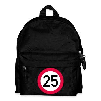 25. Geburtstag Achtung! Verkehrsschild 25 Km/h - Kinder Rucksack - Schwarz - Vorne