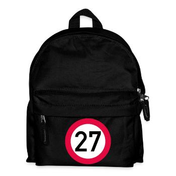 27. Geburtstag Achtung! Verkehrsschild 27 Km/h - Kinder Rucksack - Schwarz - Vorne