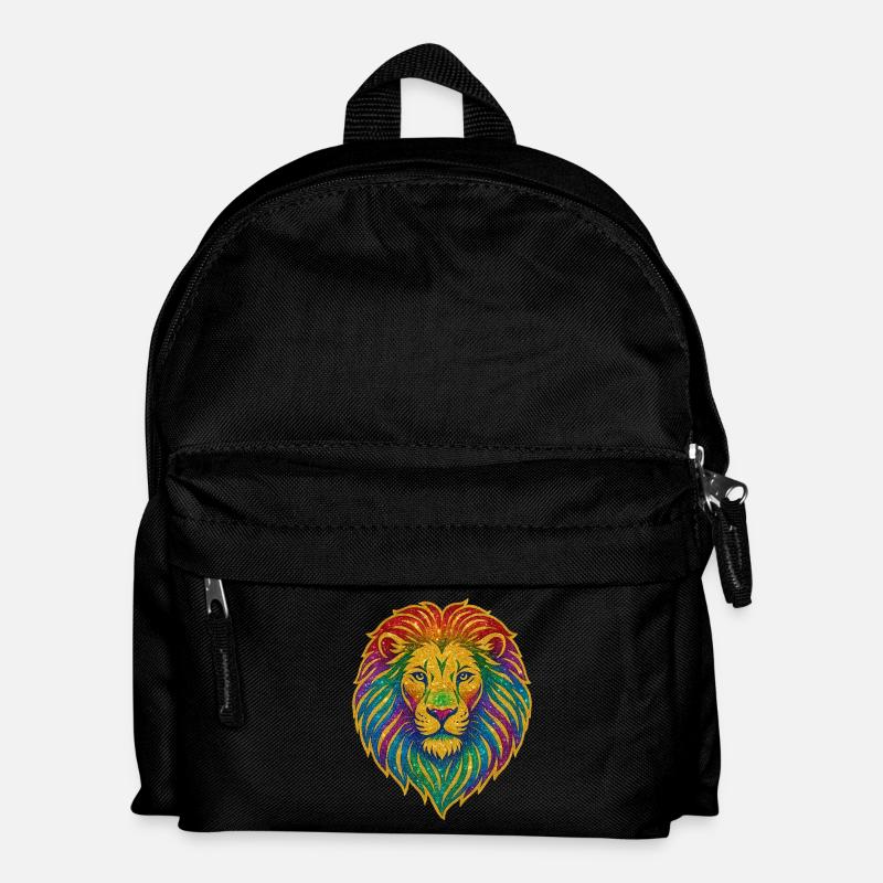 Regenbogenlöwe Glitzer-Motiv - Kinder Rucksack - Schwarz