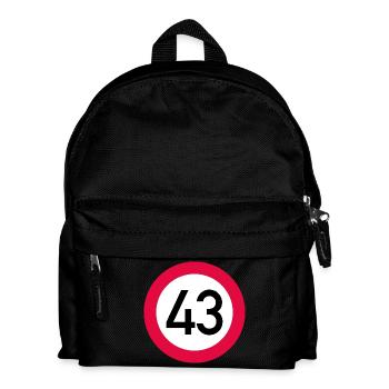 43. Geburtstag Achtung! Verkehrsschild 43 Km/h - Kinder Rucksack - Schwarz - Vorne