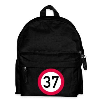37. Geburtstag Achtung! Verkehrsschild 37 Km/h - Kinder Rucksack - Schwarz - Vorne