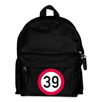 39e anniversaire Attention ! Panneau de signalisation 39 Km/h - Sac à dos Enfant - noir - Devant