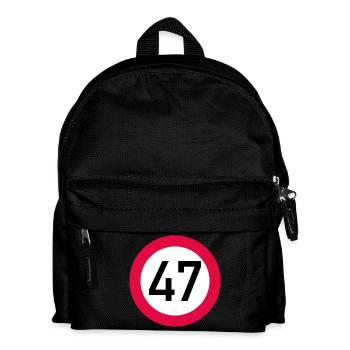47. Geburtstag Achtung! Verkehrsschild 47 Km/h - Kinder Rucksack - Schwarz - Vorne