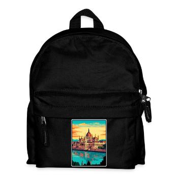 Budapest Hungary Parliament Vintage Travel Poster - Kids' Backpack - black - Front
