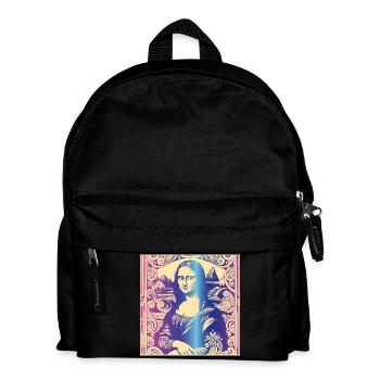 Frau Portrait mona lisa regenbogen modern paris - Kinder Rucksack - Schwarz - Vorne