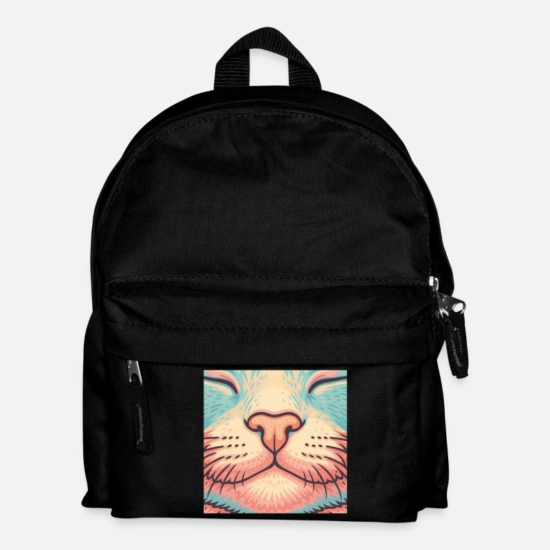 Retro Katzennase – Bunte Schnurrhaare Illustration - Kinder Rucksack - Schwarz
