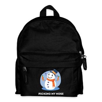 In der Nase bohren – Lustiges Schneemann-Wortspiel - Kinder Rucksack - Schwarz - Vorne