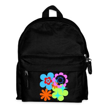 Kunterbunte Blüten und Sterne Psychedelische Flora - Kinder Rucksack - Schwarz - Vorne