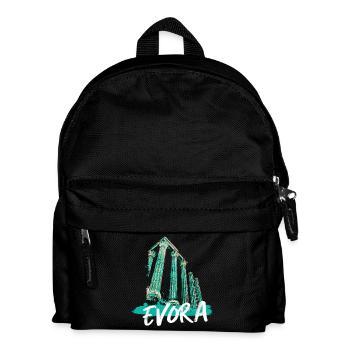 Turquoise illustration of the Roman temple of Évora - Kids' Backpack - black - Front