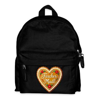Fesches Madl Lebkuchenherz Bayern Tracht Volksfest - Kinder Rucksack - Schwarz - Vorne