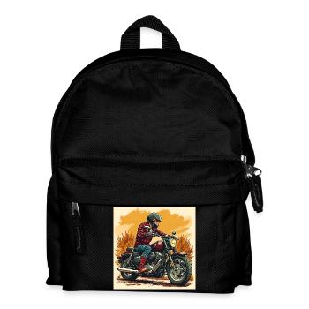 Chaussettes à carreaux + illustration de motard - Sac à dos Enfant - noir - Devant