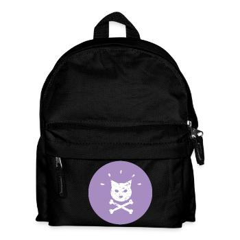 Jolly Roger Punk Katze in  Lila Kreis - Kinder Rucksack - Schwarz - Vorne