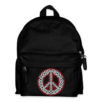 Liebe und Frieden Keltisches Triskel in weißen Knoten - Kinder Rucksack - Schwarz - Vorne