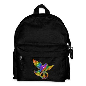 Regenbogen Friedenstaube mit Friedenszeichen - Kinder Rucksack - Schwarz - Vorne