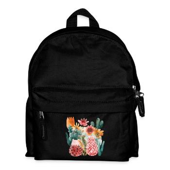 Aquarell Kakteen & Blumen – Pastell Naturästhetik - Kinder Rucksack - Schwarz - Vorne