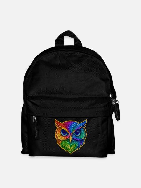 Eule | Waldkauz | Regenbogen Eulenzauber - Kinder Rucksack - Schwarz