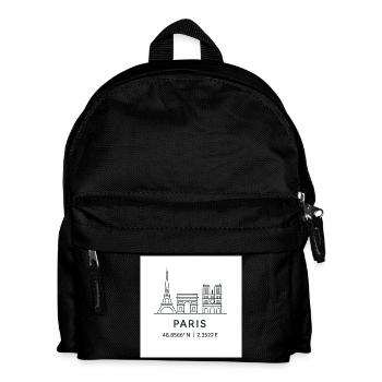 Paris Line Art Silhouette Landmark - Kids' Backpack - black - Front