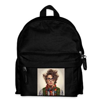 Farbenfrohes Schalporträt - Kinder Rucksack - Schwarz - Vorne