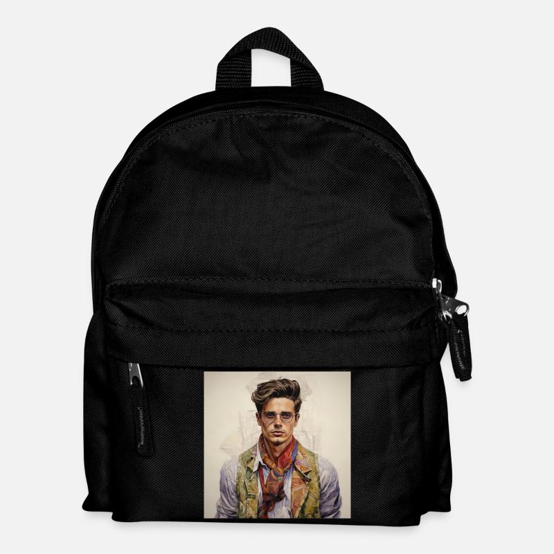 Vintage Glam Man with Silk Scarf - Kids' Backpack - black