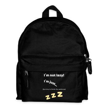 Lustiges Faulheits Shirt – Sarkastischer Spruch - Kinder Rucksack - Schwarz - Vorne