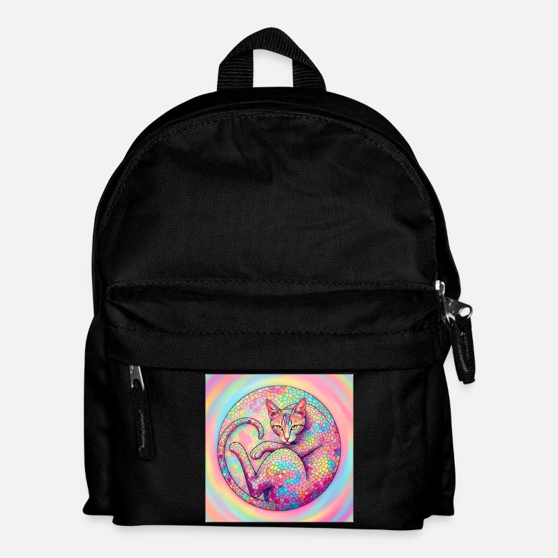 Pastel Mosaic Cat Gentle and Artful - Kids' Backpack - black