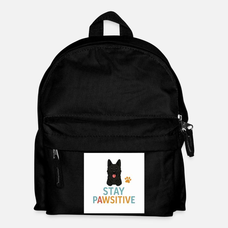Stay Pawitive Dog Motif - Kids' Backpack - black