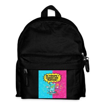 Digitale Therapie: Mein Handy laden - Kinder Rucksack - Schwarz - Vorne