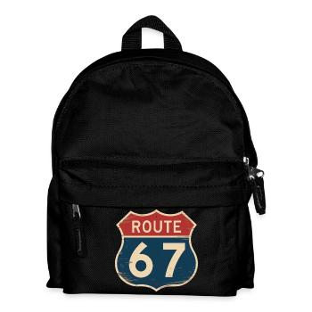 Route 67 Vintage Highway Sign Retro Road Trip - Kids' Backpack - black - Front