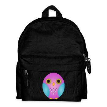 Lavender Owl with Cyan Wings - Kids' Backpack - black - Front