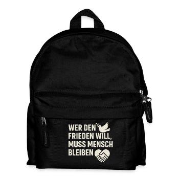 Frieden & Menschlichkeit - Kinder Rucksack - Schwarz - Vorne