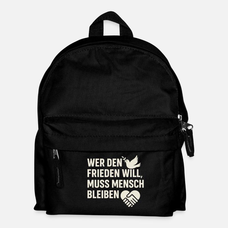 Frieden & Menschlichkeit - Kinder Rucksack - Schwarz