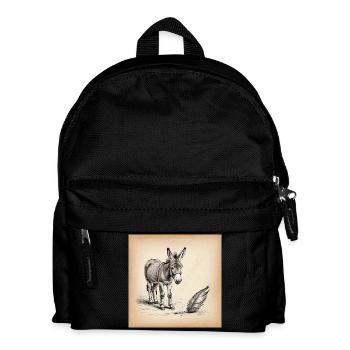 Donkey and Feather Sepia Sketch - Kids' Backpack - black - Front